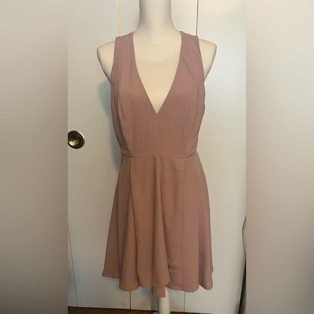 Lulus Seeing Chic Pink Skater Dress Sz L